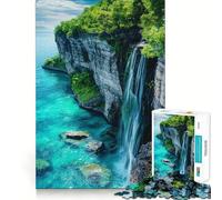 Waterfall Cliffside Jigsaw for Teenagers 1000 Pieces Mental Improve Play Uniform Size Precise Pieces Family Fun Night Activity (38x26cm)