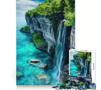 Waterfall Cliffside Jigsaw Puzzles for Adults 1000 Piece Mental Workout Quiet Enjoyment Xmas Gift (38x52cm)