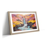 Waterfall Colour Field No.2 Framed Wall Art Print, Ready to Hang Picture for Living Room Bedroom Home Office, Oak A2 (66 x 48 cm)
