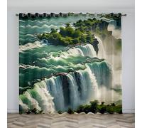 Waterfall Curtains for Living Room Magnificent Bedroom Blackout Curtains 3D Digital Printed Flowers Fashion Insulation Eyelet Ring Top for Living Room Decoration L72 X W132 Inches 2 Pieces