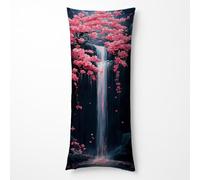 Waterfall Cushion Covers 16 x 48 Inch Bolster Pillow Cases Cherry Blossoms Pillowcase Waterproof Linen Pillow Protectors, Cushion Covers with Double Sided Printing for Sofa Bed Room Decor HBZT-4623