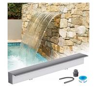 waterfall Custom Waterfall Overflow for Pool Garden Ponds, Modern Water Feature Decor Fountain Spillway Kit Wall Embedded, One Piece Stainless Steel Waterfall Runoff Outlet(Silver,Outlet Wide 200cm)