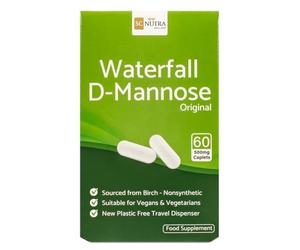 Waterfall D-Mannose Caplets (Easy to Swallow Tablets & Alternative to D-Mannose Capsules) 500mg - Trial/Travel Pack | SC Nutra - 60 Count