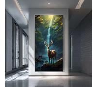 Waterfall Diamond Art Kits Adults, DIY 5D Large Diamond Painting Deer Full Square Drill Crystal Art Kits 31.5x78.7 Inch, Embroidery Cross Stitch Canvas Painting by Numbers for Home Wall Decor (SQ817)