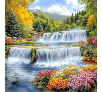 Waterfall Diamond Painting Kits for Adults, Scenery Diamond Art Painting Cross Stitch Kits Diy Full Drill Crystal Art Crafts for Home Wall Decoration, Stress Relief Relaxing Holiday Gifts 60x60cm Q656