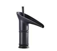 Waterfall Durable Brass Bathroom Faucet Single Hole Open Type High Rise Basin Mixer Tap Wine Glass Shape with Antique，Black Small