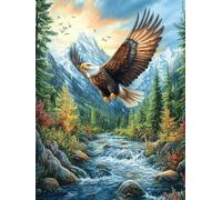 Waterfall Eagle 300 Pieces Set Classic Jigsaw Puzzle Fairy Tale Wild Animals Fantasy Couple Puzzle Partners Mind Relaxation Wall Decor Easter New Year Recycled Cardboard Material 300 PCS
