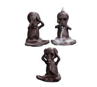 Waterfall Effect Ceramic Skull Backflow Incense Burner Home Decor Craft for Meditation and Home Atmosphere