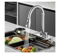 Waterfall Faucet 3 Effluent Modes Kitchen Basin Sink Single Hole Pull-Out with Digital Display All Copper(I)