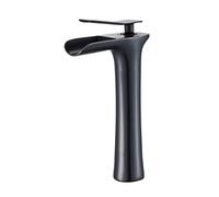Waterfall Faucet for Bathroom Sink, Hot and Cold Mixer Tap, Solid Brass, Single Handle Tall, Black(Nero)