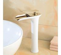 Waterfall Faucet for Bathroom Sink, Hot and Cold Water Mixer Tap, Brass Bathroom Vanity Single Handle Bathroom Faucet High, Black