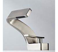 Waterfall Faucet Light Luxury All Copper hot and Cold Bathroom Toilet Basin Faucet, Brushed