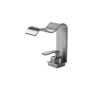 Waterfall Faucet Single Handle 1 Hole Bathroom Sink Lavatory Vanity Wash Basin Water Vessel Crane Mixer Tap(Matte Grey,G1/2)