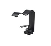 Waterfall Faucet Single Handle 1 Hole Bathroom Sink Lavatory Vanity Wash Basin Water Vessel Crane Mixer Tap(Black,G9/16)