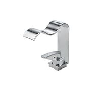 Waterfall Faucet Single Handle 1 Hole Bathroom Sink Lavatory Vanity Wash Basin Water Vessel Crane Mixer Tap(Silver,G1/2)
