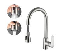 Waterfall Faucet Stainless Steel Kitchen Single Hole Pull Out Spout Kitchen Sink Mixer Tap, Cold Hot Dual Purpose Splash Proof Faucet for Laundry Utility Rv(Dual Function 02)