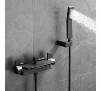 Waterfall Faucets Bath Matte Black Open Double Control Bathtub Mixer with Handheld Wall Mounted Luxury Shower Set