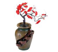 Waterfall Flower | 4-Tier Resin Tabletop Fountains with Water Flows & Artificial Tree | Flowing Desktop Ornament, Zen Relaxation Home Decor