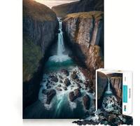 Waterfall Flowing 1000 Adult Pieces Jigsaw Puzzle Mind Challenge Toy Neat Cut Perfect Alignment Family Fun Night Activity (38x52cm)