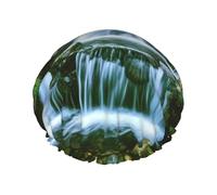 Waterfall Flowing Down Double Layered Shower Cap For Women Reusable Suitable For Bathing Spa