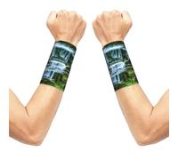Waterfall Flowing Down Elastic Wrist Support, Sports Wristband For Basketball Tennis Golf Gym Workout, 2 Pack