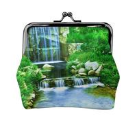 Waterfall Flowing Down Print Print Coin Purse for Men Women Leather Kiss Lock Small Pouch Coin Wallet