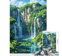 Waterfall Forest Pixel Art 1000 Piece Jigsaws for Teenagers Boost Memory Retention Effectively Calming Relaxing Leisure Game (38x52cm)