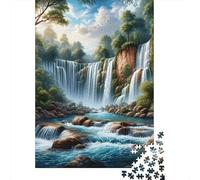 Waterfall Forest1000 Piece Thick Cardboard Canyon Waterfall Jigsaw Puzzle Multi Pack Adults Kids Challenging Difficult Brain Teaser Home Leisure Activity Gift 52x38cm/1000pcs