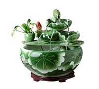 Waterfall Fountain Small Indoor Ceramic Fountain,Interior Decoration Waterscape Fish Tank,Tabletop Decorative Fountains for Home,Office,Bedroom