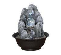 Waterfall Fountain Small Indoor Tabletop Fountain,Small Rockery Tabletop Waterfall with Crystal Ball,Resin Circulation Water Features for Office Home Decor