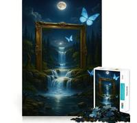 Waterfall Framed by Nature And Butterflies 1000 Piece Jigsaws Creative Skill Toy Tight Lock No Loose Pieces Bonding Activity for Loved Ones (38x26cm)