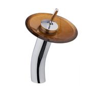 Waterfall Glass Basin Mixer Tap, Tall Body - Chrome/Gold Glass