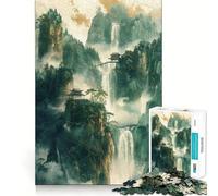 Waterfall Gold Decor 1000 Adult Pieces Jigsaw Puzzle Mind Challenge Toy Neat Cut Perfect Alignment Family Fun Night Activity (50x75cm)