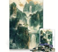 Waterfall Gold Decor 1000 Piece Jigsaw Puzzles Clear Thinking Soft Distraction Precise Edges Meaningful Gift (38x52cm)