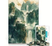 Waterfall Gold Decor Jigsaw 1000 Pieces for Teenagers Mental Boost Game Firm Fit Secure Assembly Family Fun Night Activity (38x52cm)