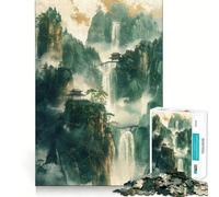 Waterfall Gold Decor Jigsaw Puzzles1000 Pieces Recall Skill Fun Professional Grade Cutting Thoughtful Gift for Mind Activity (38x26cm)