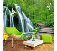Waterfall Green Forest Flying Birds Flowers 3D Wallpaper Luxury Home Dining Decor Paste Sofa Living Room The Wall for Bedroom Mural-250cm×170cm