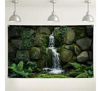 Waterfall Greenery Wall Backdrop, Lush Moss Rock Nature Party Decorations, Indoor/Outdoor Photo Background for Events Gatherings 71x43 Inch