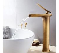 Waterfall High Rise Bathroom Tap Antique Single Hole Tall Taps for Countertop Basin Antique Copper Taps Better Life