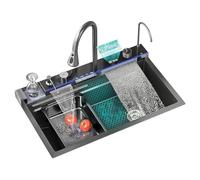 Waterfall HYJAUSXB Home Black Workstation Kitchen with Pressurised Cup Washer and Other Accessories Multifunctional Digital Display (Color : Gray, Size 80 * 45 22cm)