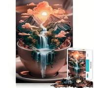 Waterfall in A Cup Adults 1000 Pieces Puzzle Mind Training Fun Burr Free Clean Cut Pieces Heartwarming Gathering Activity (38x26cm)