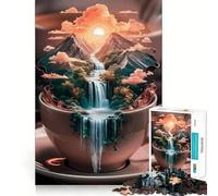 Waterfall in A Cup Adults Puzzles 1000 Piece Jigsaws Recall Skill Fun High Precision Die Cut Easy to Learn Family Enjoyment (50x75cm)
