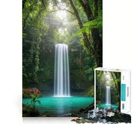 Waterfall in A Lush Green Forest 1000 Piece Jigsaws for Adults Brain Recall Game Tight Interlock No Gaps Calming Mental Break Activity (50x75cm)
