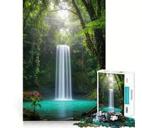 Waterfall in A Lush Green Forest 1000 Pieces Puzzles for Teenagers Mind Boost Fun High Accuracy Cutting Craft Calming Mental Break Activity (38x26cm)