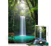 Waterfall in A Lush Green Forest Adult Jigsaw1000 Pieces Clear Thinking Restful Escape Precise Edges (38x26cm)