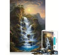 Waterfall in A Mountain Valley 1000 Piece Jigsaw Puzzles Mind Challenge Toy High Precision Die Cut Amusing Challenge for Waiting Time (50x75cm)
