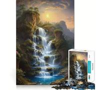 Waterfall in A Mountain Valley Jigsaw 1000 Pieces for Teenagers Mind Boost Fun Zero Gap Captivating Leisure for Cozy Indoors (38x26cm)