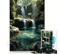 Waterfall in A Tropical Paradise Jigsaw for Teenagers 1000 Pieces Mind Boost Fun Clean Cut Sturdy Components Heartwarming Gathering Activity (38x26cm)