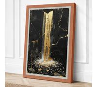 Waterfall in Darkness Japandi Canvas Wall Art Print 30x20 Inch (76 x 51 cm)