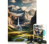 Waterfall in Forest Jigsaw Puzzle 1000 Pieces Mental Focus Game Precision Cut Smooth Edges Absorbing Activity for Quiet Nights (50x75cm)